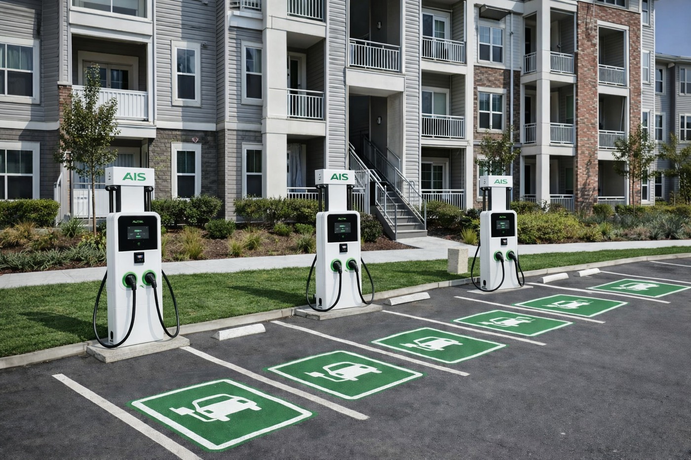 EV charger installation aerial view